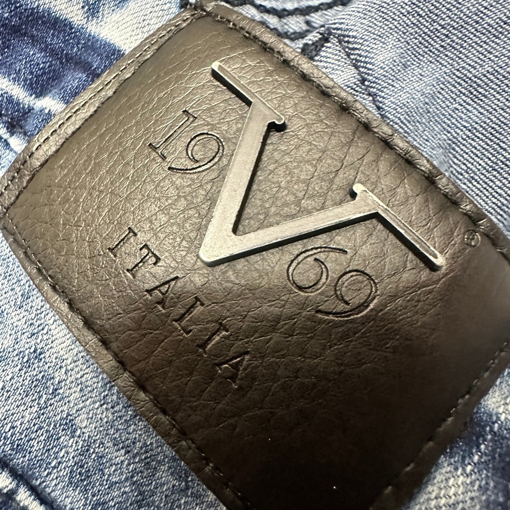 V19.69 Italia Abbigliamento Jeans Blue Acid Wash Distressed Zip Detail W36 L30 - Picture 10 of 12